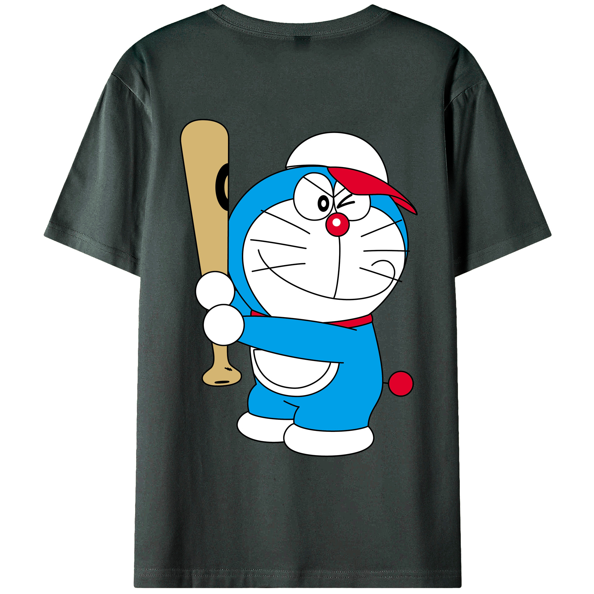 （画像用） ドラえもん Doraemon 綿100％ メンズ半袖Tシャツ（バックプリント） 通気性